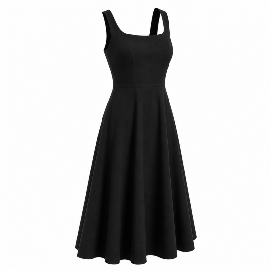 Midi Black Sleeveless Women's Dress