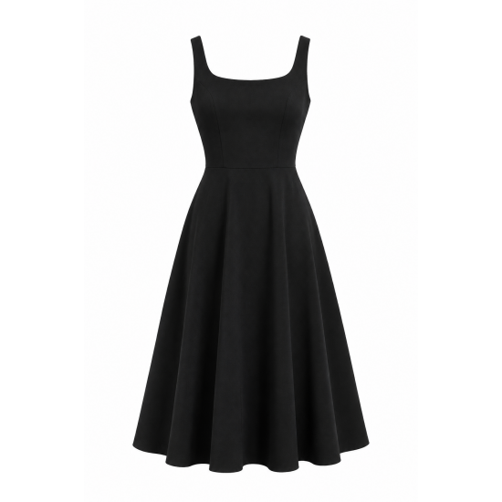 Midi Black Sleeveless Women's Dress