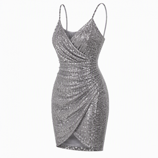 Grey Sequin Party Dress
