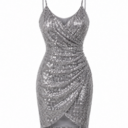 Grey Sequin Party Dress