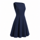 Boat Neck A-Line Lined Zip Dress