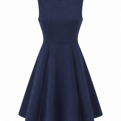 Boat Neck A-Line Lined Zip Dress