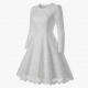Round Neck Long Sleeve Fit Flare Lace Women's Dress