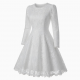 Round Neck Long Sleeve Fit Flare Lace Women's Dress