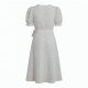 V-Neck Puff Sleeve Wrap Polka Dot Midi Dress
