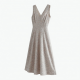 V-Neck Sleeveless Floral Cotton Midi Dress