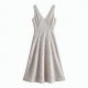 V-Neck Sleeveless Floral Cotton Midi Dress