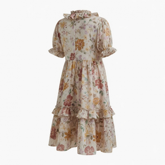 Ruffled Floral Boho Beach Women's Dress