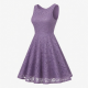 Purple Sleeveless Fit Flare Lace Dress