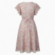 V-Neck Flutter Sleeve Wrap Floral Midi Dress