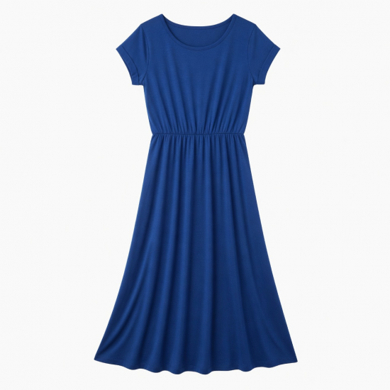 Royal Blue Jersey Summer Women's Maxi Dress