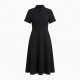 Midi Regular Black Collared Dress