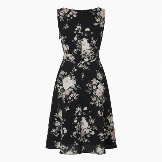 Black Sleeveless Floral Dress