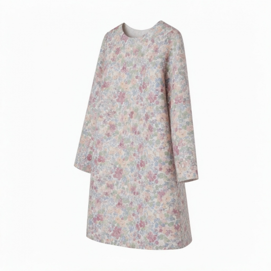 Long Sleeve Shift Lined Floral Dress