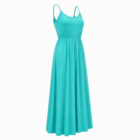Turquoise Jersey Summer Women's Maxi Dress