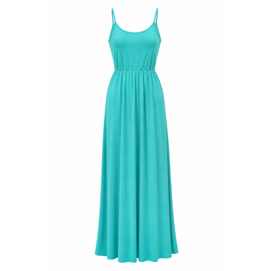 Turquoise Jersey Summer Women's Maxi Dress