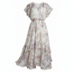 V-Neck Floral Chiffon Holiday Women's Maxi Dress