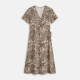 V-Neck Short Sleeve Wrap Animal Print Midi Dress