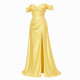 Yellow Off-Shoulder Sweetheart Satin Women's Maxi Dress