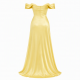 Yellow Off-Shoulder Sweetheart Satin Women's Maxi Dress