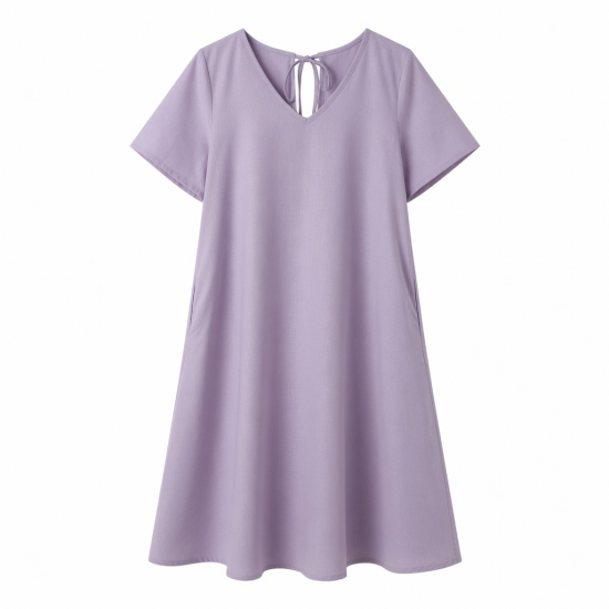 V-Neck A-Line Loose Fit Summer Women's Dress