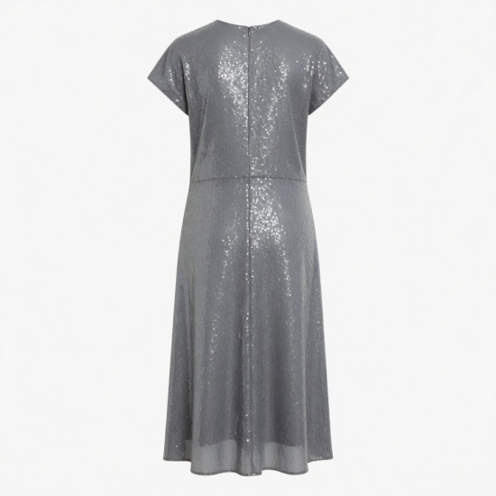 Grey Sequin Silk Dress