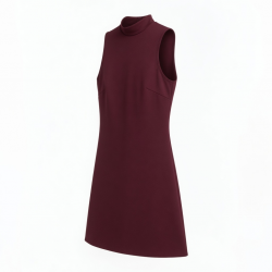 Burgundy High Neck Sleeveless Women's Mini Dress