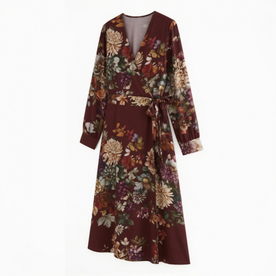 Wrap Floral Autumn Winter Dress