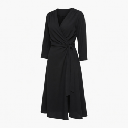 Black Wrap Midi Dress