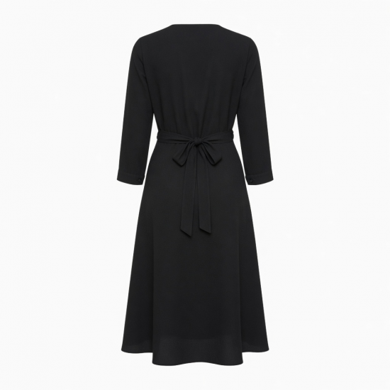 Black Wrap Midi Dress