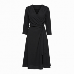 Black Wrap Midi Dress