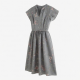 Grey Floral Silk Dress