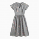 Grey Floral Silk Dress