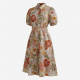 Button Tropical Boho Beach Women's Midi Dress