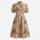 Button Tropical Boho Beach Women's Midi Dress