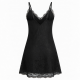 Black V-Neck Sleeveless Lace Women's Slip Dress
