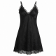 Black V-Neck Sleeveless Lace Women's Slip Dress