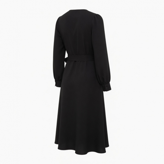 Black Long Sleeve Wrap Dress