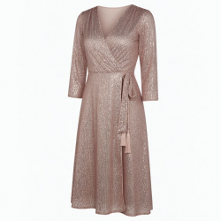 Wrap Sequin Party Evening Midi Dress