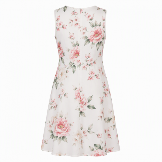 Round Neck Sleeveless Shift Floral Dress