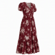 Burgundy Button Floral Maxi Dress
