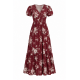 Burgundy Button Floral Maxi Dress