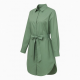 Green Collared Belted Button Shirt Dress