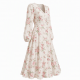 Long Sleeve Fit Flare Button Floral Midi Dress